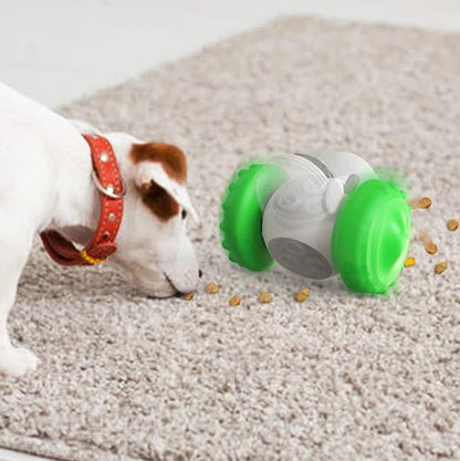 Innovative pet feeding toy with rolling balance system, keeps dogs and cats engaged and entertained