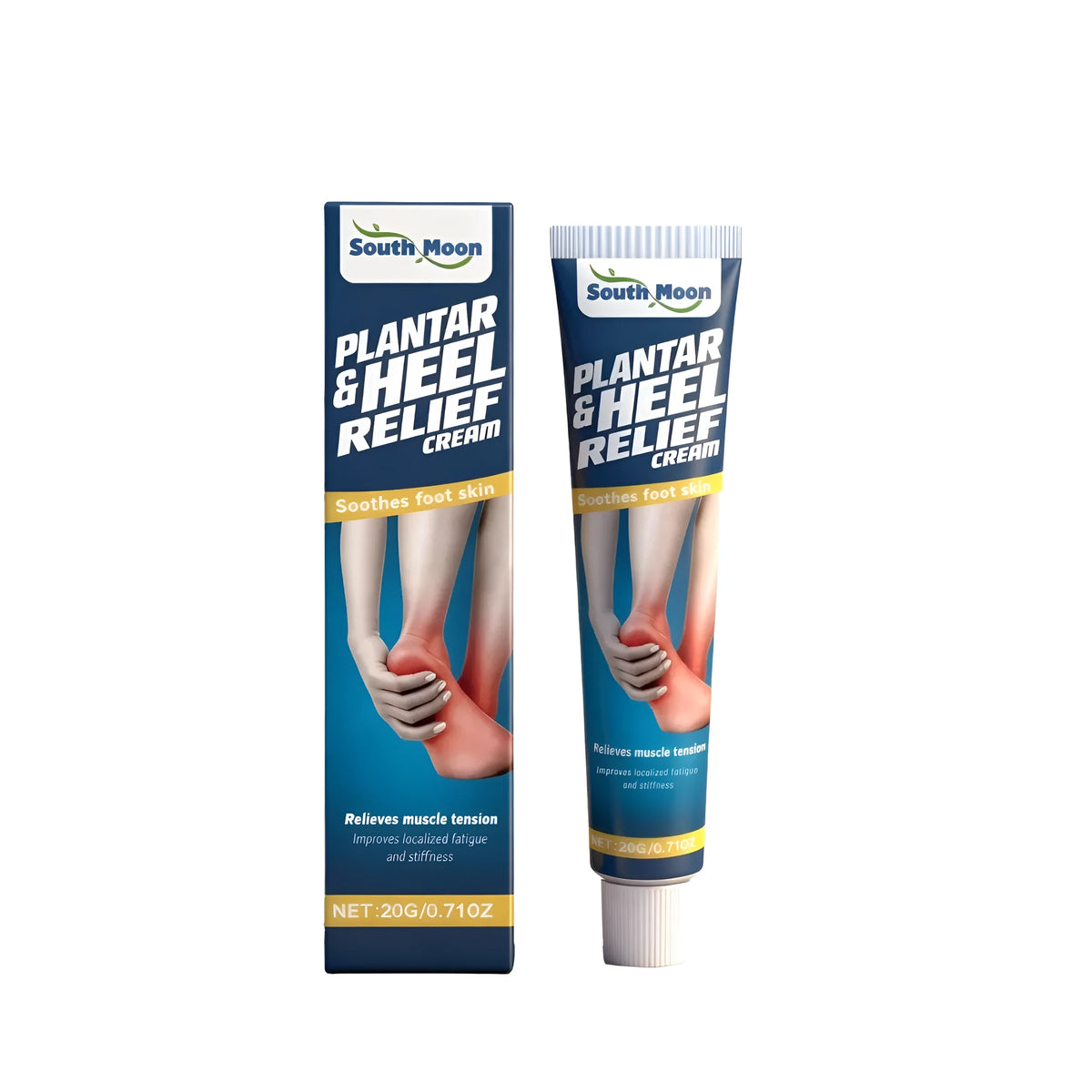 20g plantar heel relief cream tube with mint leaves, horse chestnut and Asiatic Centella root