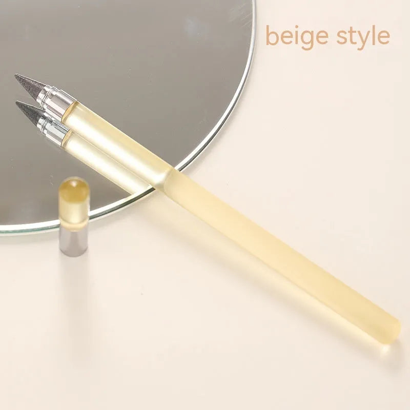 Transparent acrylic barrel mechanical pencil with alloy nib showing internal graphite lead