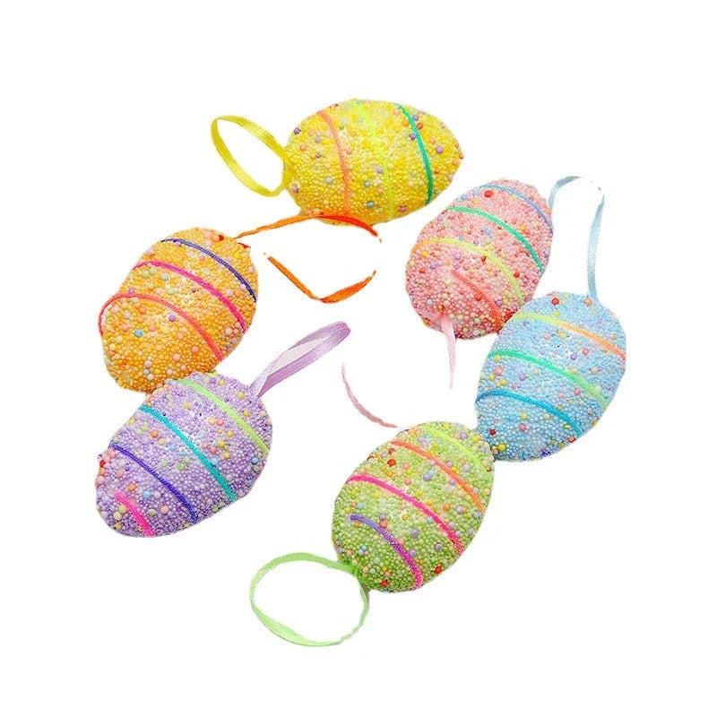 Colorful, hand-painted DIY Easter egg ornaments made of durable plastic for festive holiday decor