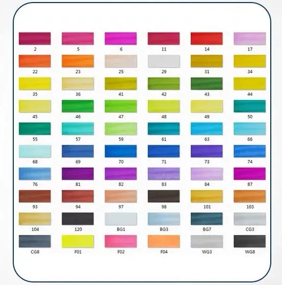 Double-headed alcohol-based oily colour animation paint pens with round and inclined tips for professional art students