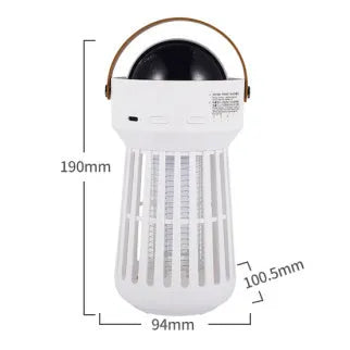 White electric mosquito killer lamp with star projection feature and a folding handle.