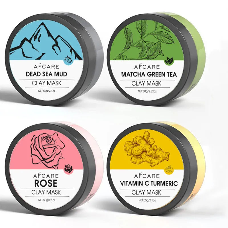 Four-pack Dead Sea mud clay masks with green tea turmeric rose formula 80ml each