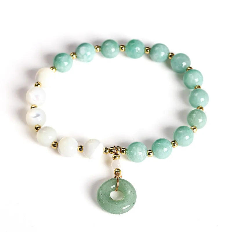 Natural blue Burma jade bracelet with horseshoe nuts and safety buckle