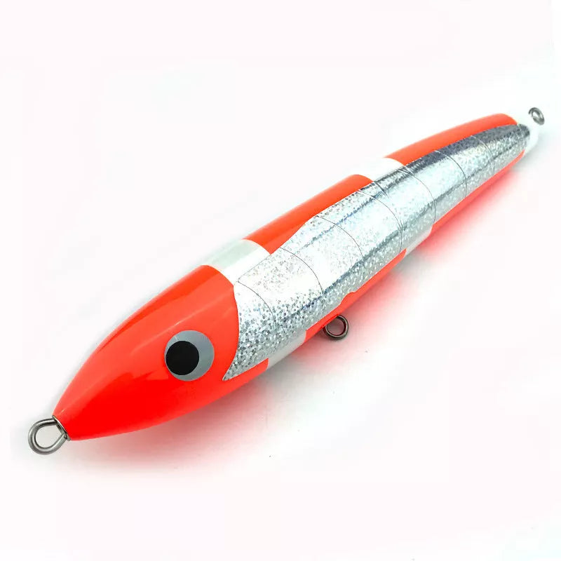 Handmade wood fishing lure for sea and boat fishing with realistic bionic design