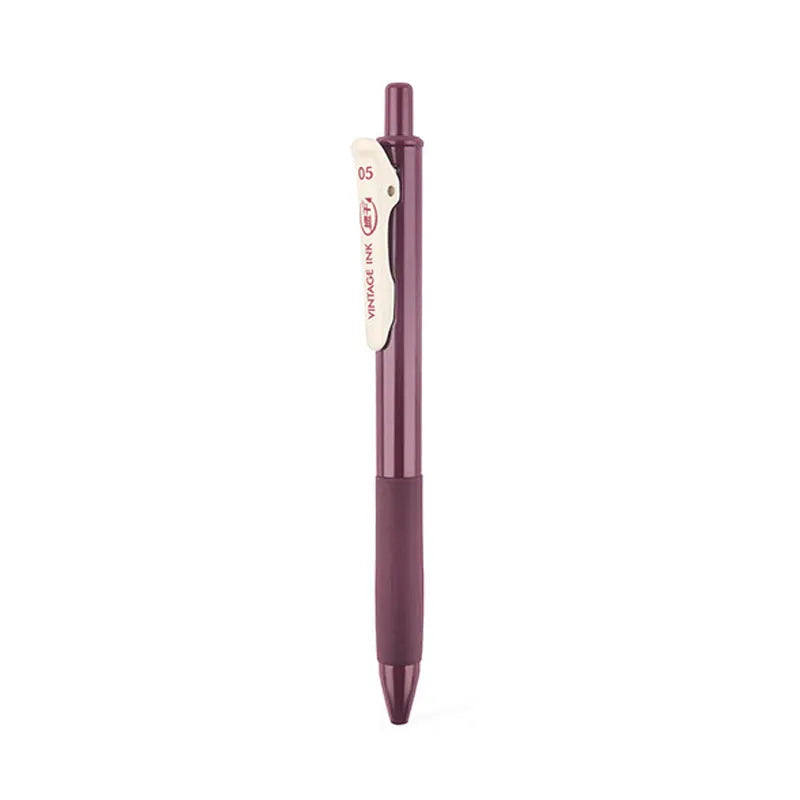Retro colour gel pen set with plastic barrel and 0.5mm tip in five colour options