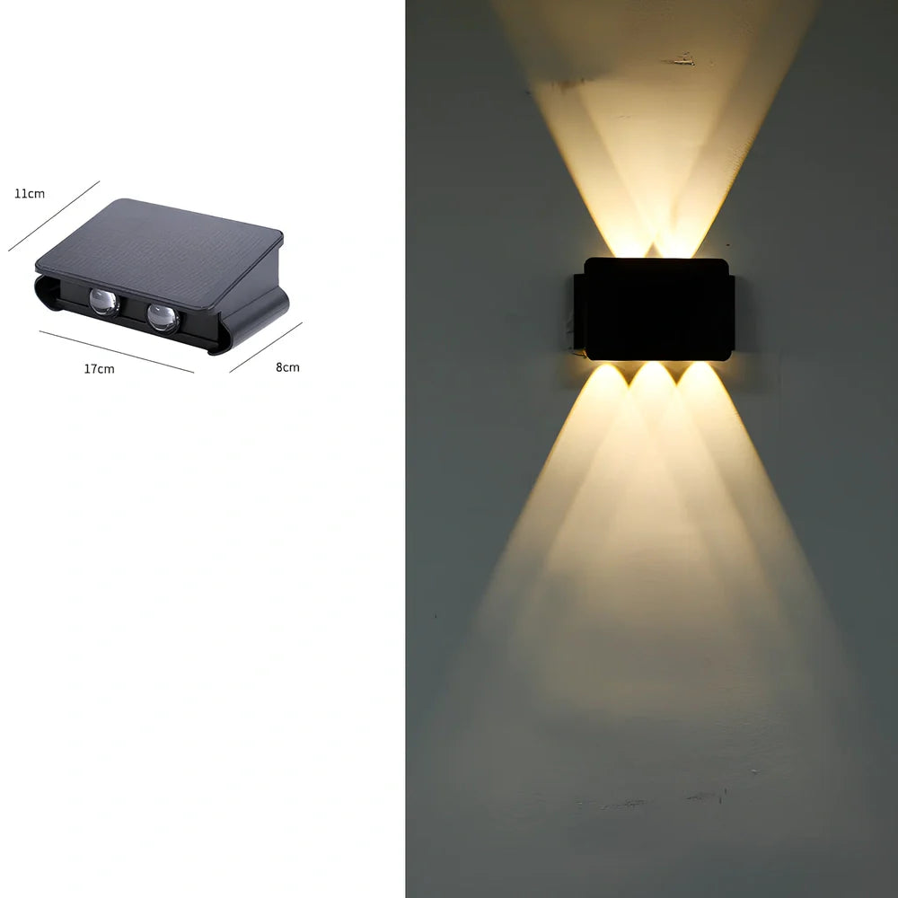 Solar outdoor corridor waterproof wall lamp in ABS with 2000mAh battery and IP66 rating for 6-12 hour LED lighting