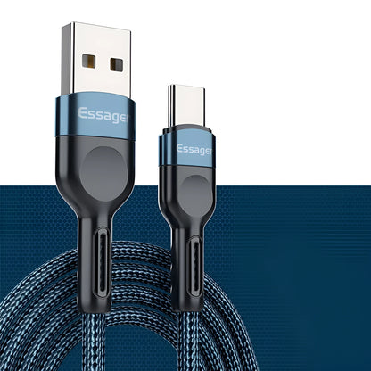 USB Type-C 3A fast charge data cable for Android phones in black red, grey or blue, 0.5m 1m 2m