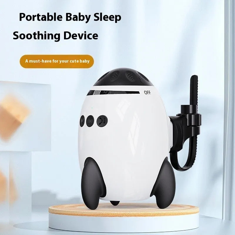 White baby sleep comforter with automatic shaking and Bluetooth, 12x9.3x8cm ABS toy for infants