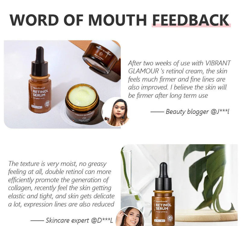 Facial serum reduces dry lines and fine lines with retinol formula for moisturising and hydrating skin, brightening skin tone while firming and softening, 30g liquid in standard packaging with three-year shelf life