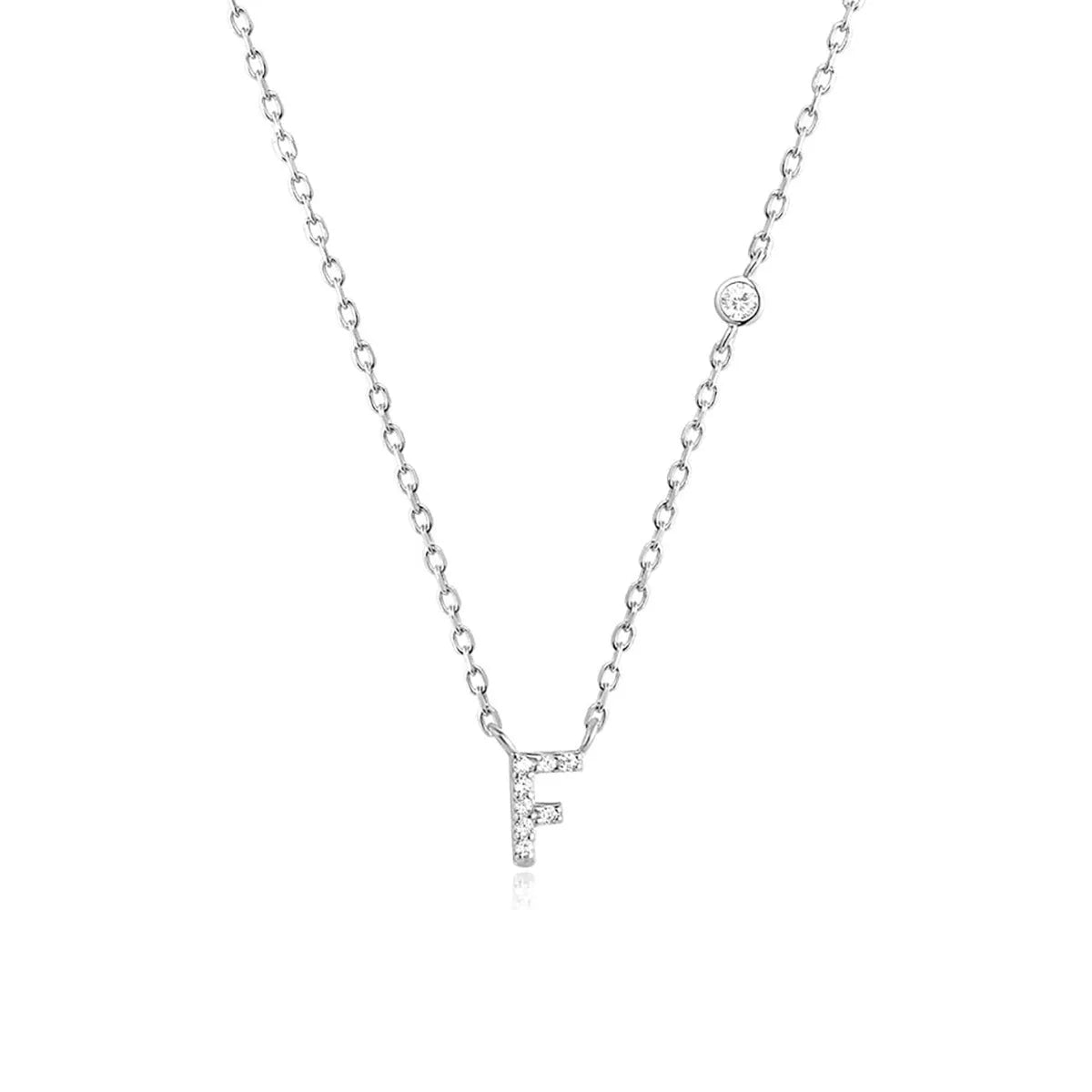 Custom Initial Necklace with sparkling CZ pendant, available in gold or silver finish