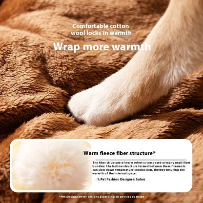 Brown bear arc dog bed with raised sides, velvet fabric, for small dog sleeping.