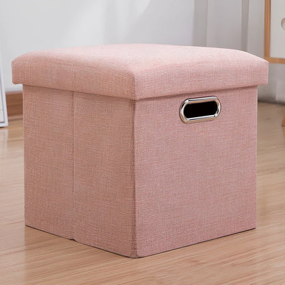 25cm cube storage stool in cotton linen fabric with hidden compartment and sponge cushioning