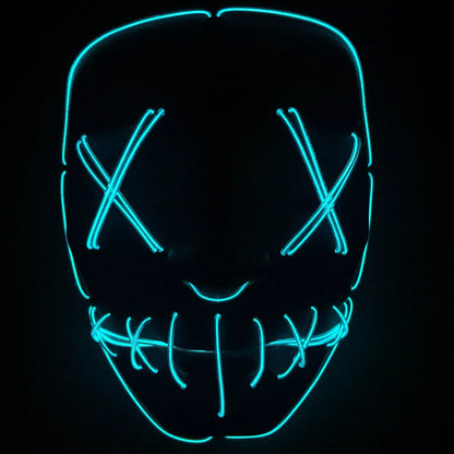 Halloween LED Glowing Full Face Mask in various colors with customizable lighting modes