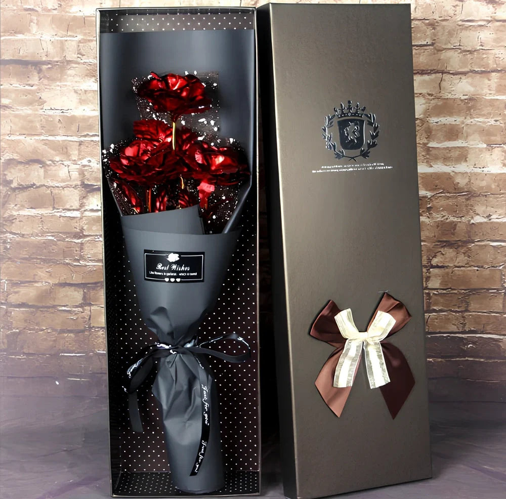 24K gold foil rose bouquet with 11 preserved flowers measuring 45cm tall