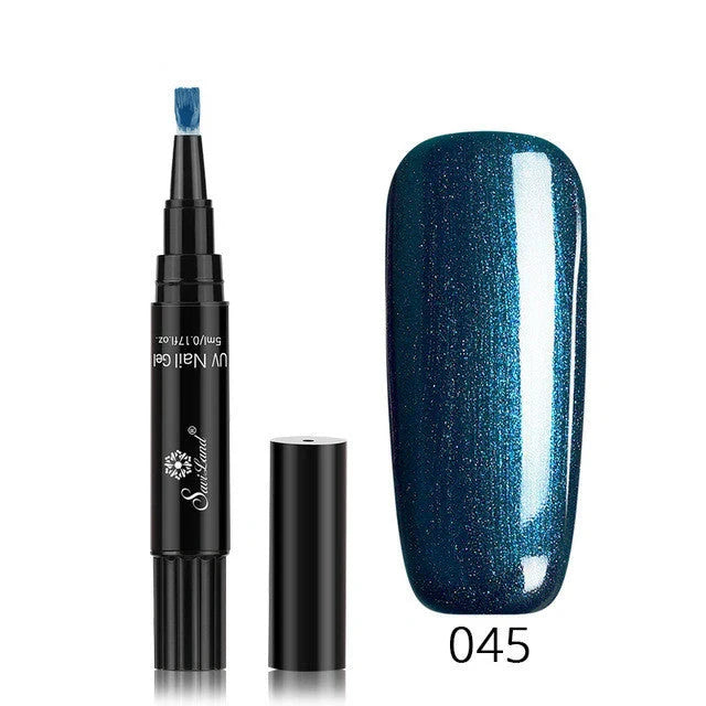 3-in-1 Gel Nail Varnish Pen with Glitter for One-Step Nail Art