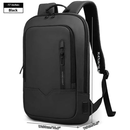 Lightweight men's polyester commuter backpack with USB charging port in multiple colour options.