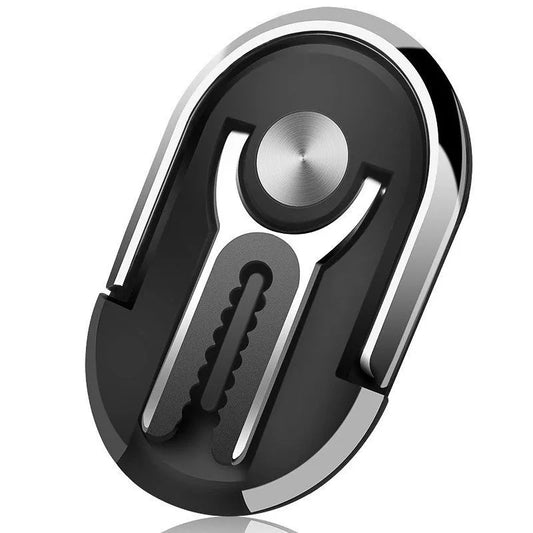 Black universal mobile phone bracket with suction cup and adjustable arm mounted on a car windscreen