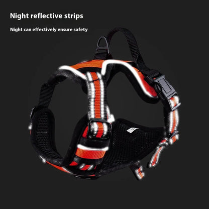 Adjustable dog chest strap lead made from Oxford cloth, shown in one of eight available colours.