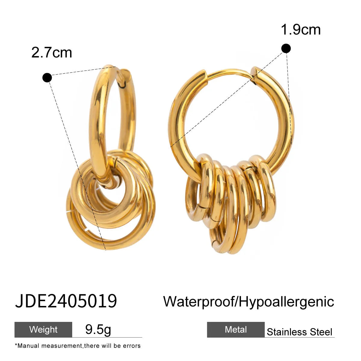 Stainless steel electroplated earrings with hypoallergenic construction for sensitive skin wearers