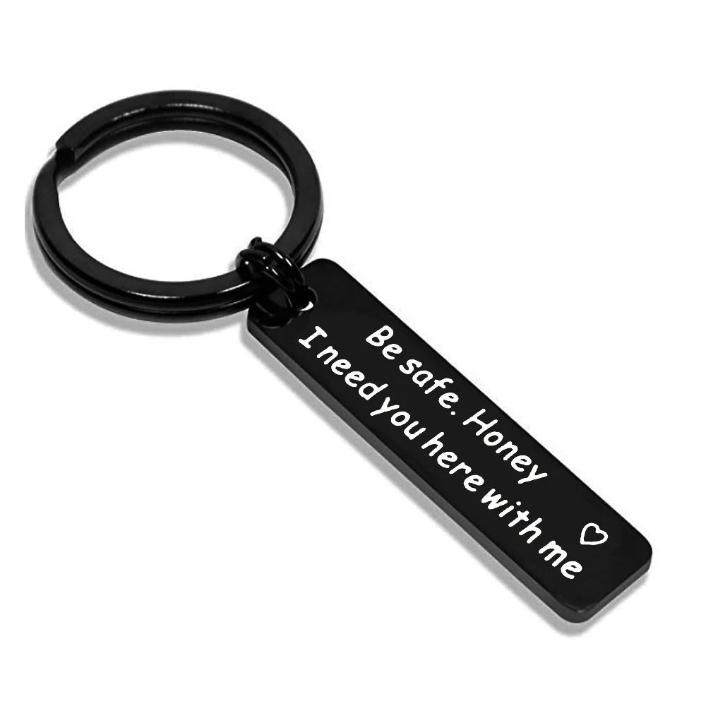 Personalized stainless steel keychain for men with a classic round design