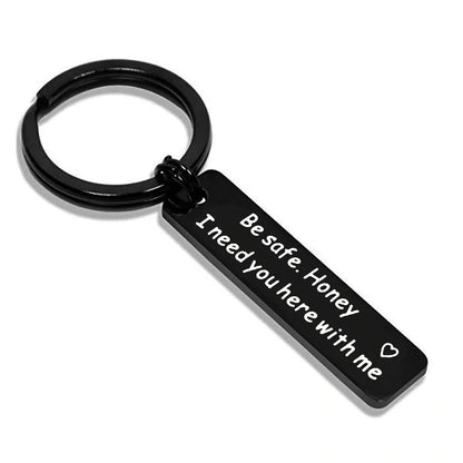 Personalized stainless steel keychain for men with a classic round design