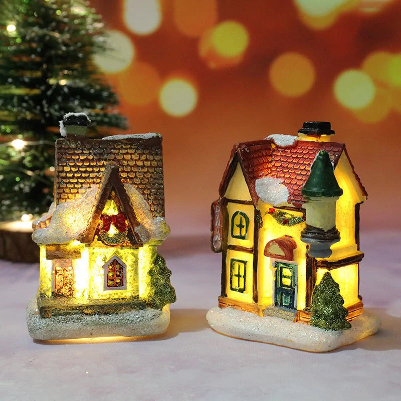 Christmas Micro Landscape Resin House Ornament with detailed festive design