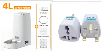 ROJECO white automatic pet feeder with stainless steel bowl and digital control panel