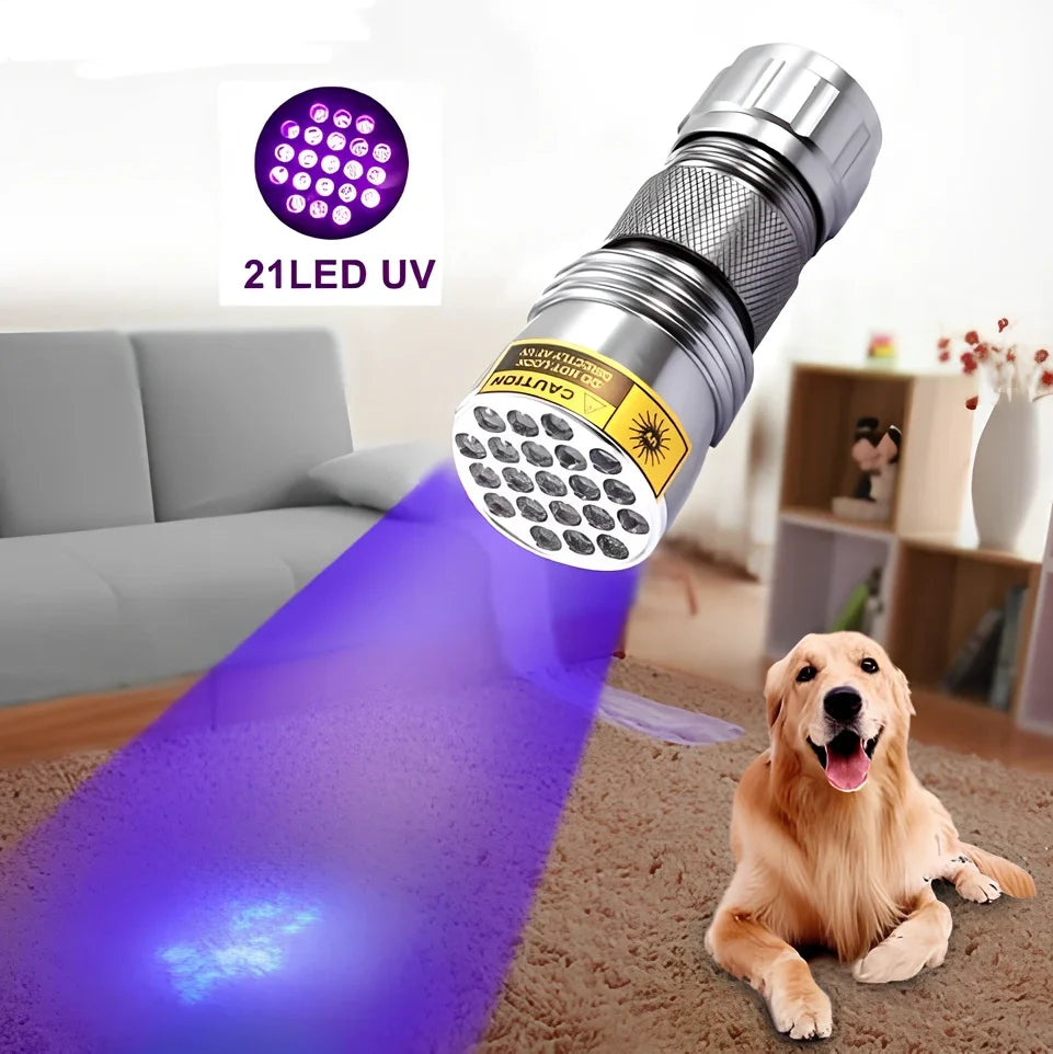 21 LED violet UV flashlight with aluminium body for counterfeit detection and professional inspections