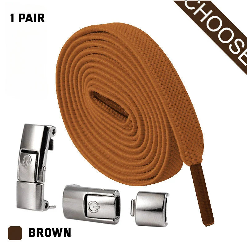 Slip-on shoelaces with elastic lock, available in a variety of colors for comfortable, no-tie shoe fastening