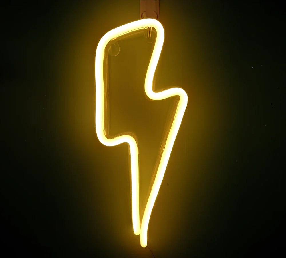 Hanging LED neon wall light in PVC, USB powered, sizes 100-600mm for home decor