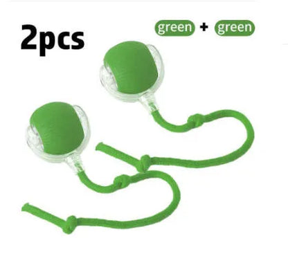 Plush silicone rolling ball cat toy in red, green, and grey colour options for feline self-play entertainment