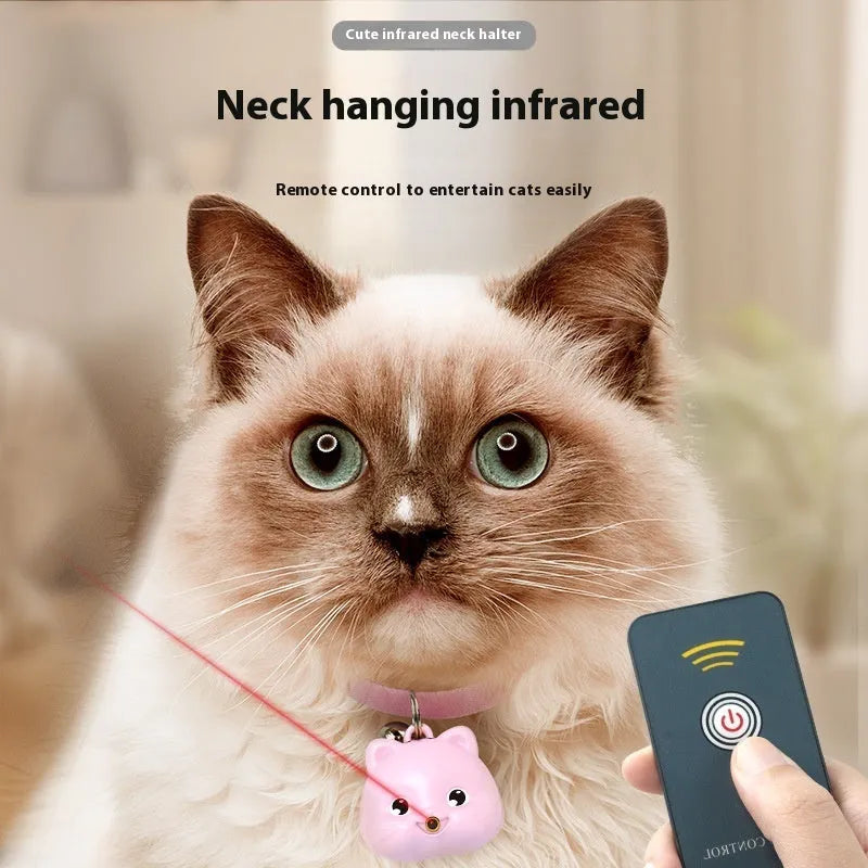 Rechargeable remote control cat halter collar with infrared toy and adjustable strap