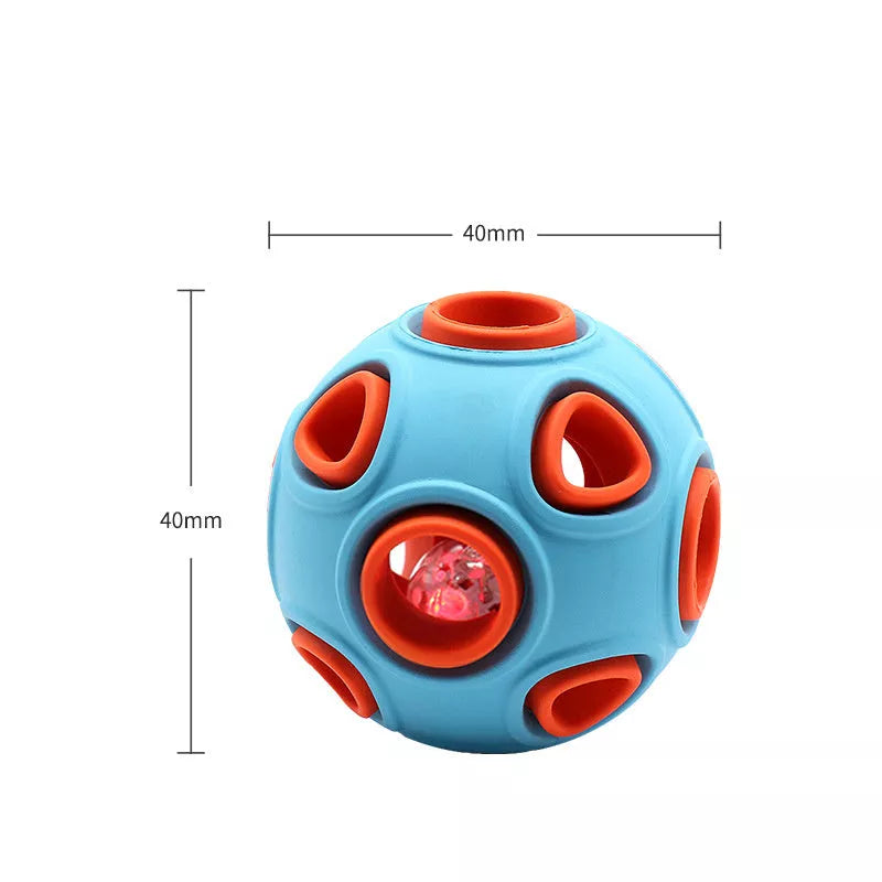 Luminous Sounding Dog Toy Ball in blue and orange, featuring light-up and sound capabilities for dogs