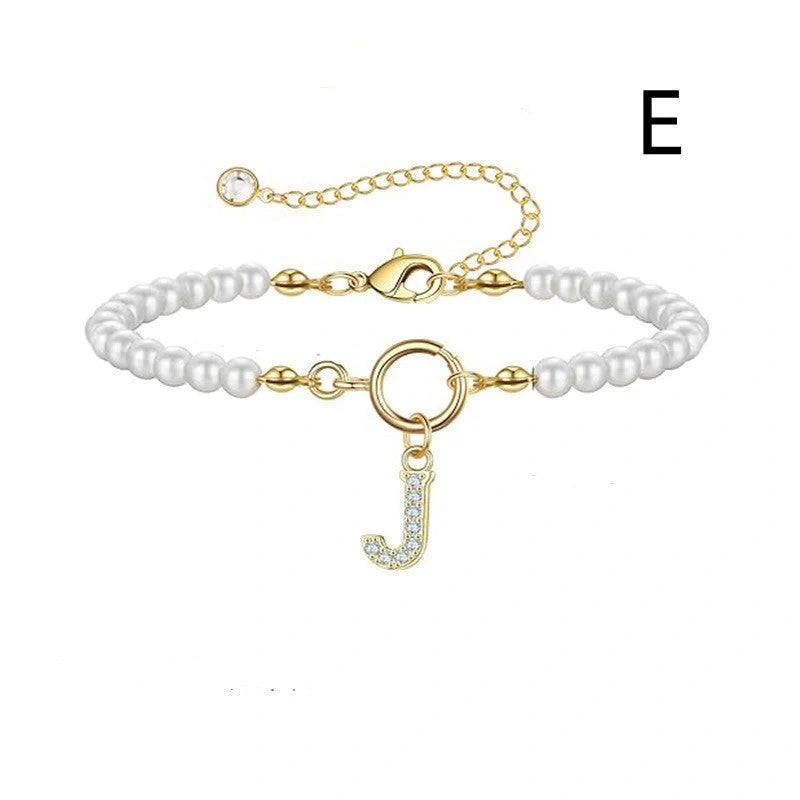 2024 fashion initial pearl bracelet for women with toggle clasp