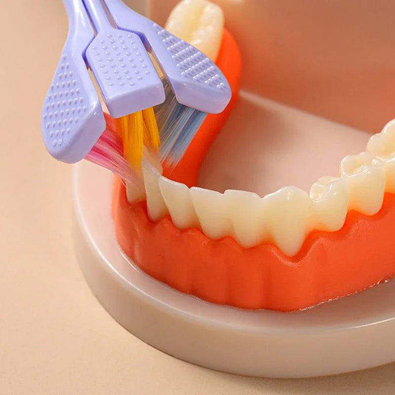 Soft Bristle Tri-Angle Toothbrush with customizable features for deep cleaning and travel convenience