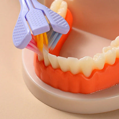 Soft Bristle Tri-Angle Toothbrush with customizable features for deep cleaning and travel convenience