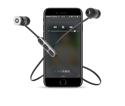 Black metal magnetic sports Bluetooth wireless headset with neck-mounted design and gift packaging