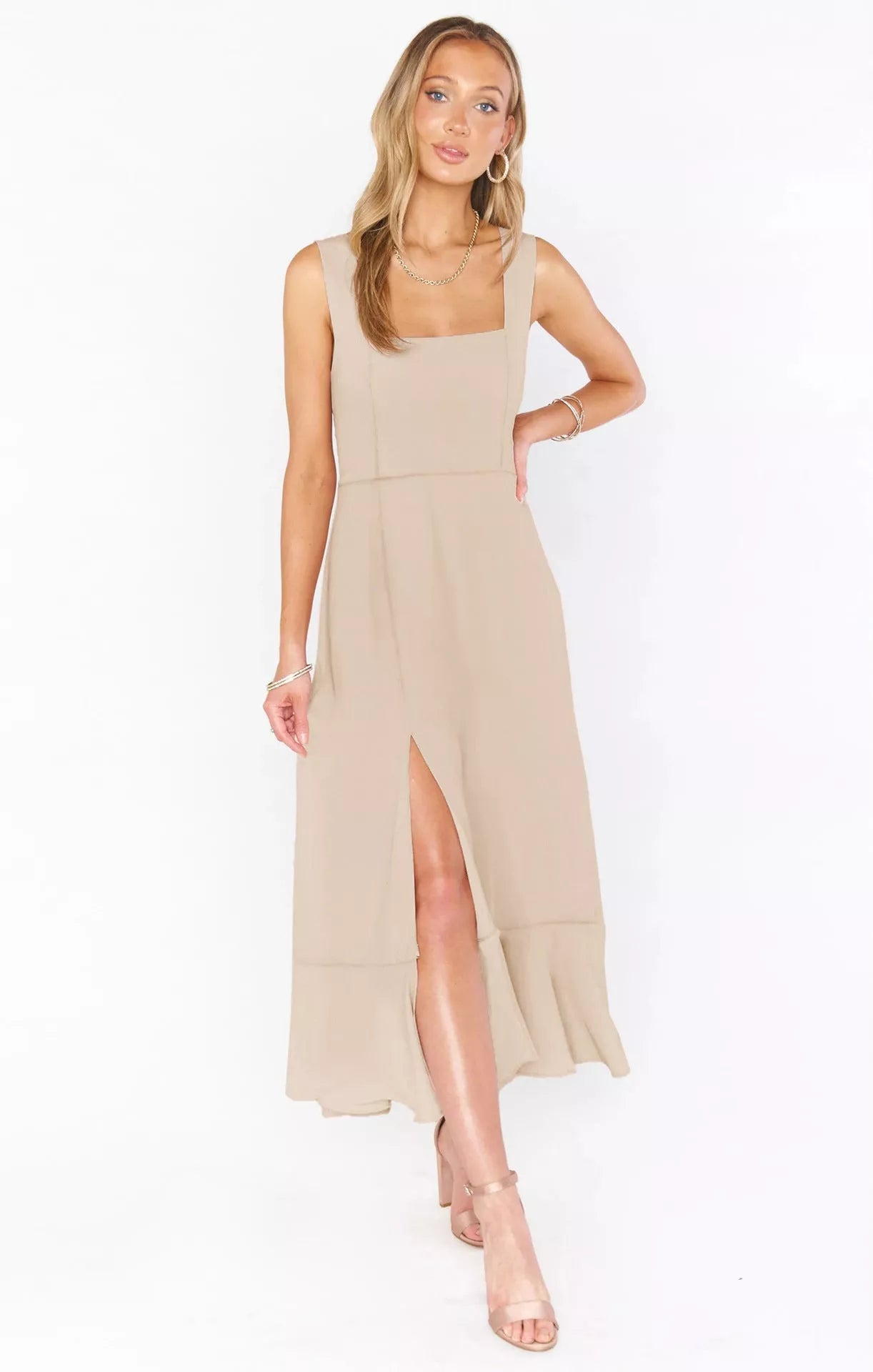Women's summer suspender split dress with lace-up detail in various colors