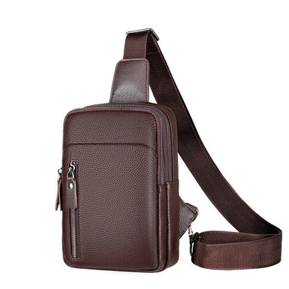 Men's genuine leather crossbody shoulder bag in urban simplicity design with breathable construction