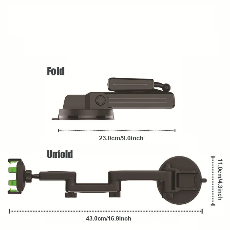 Suction cup car phone holder in grey or green, ABS and sponge bracket for dashboard or glass