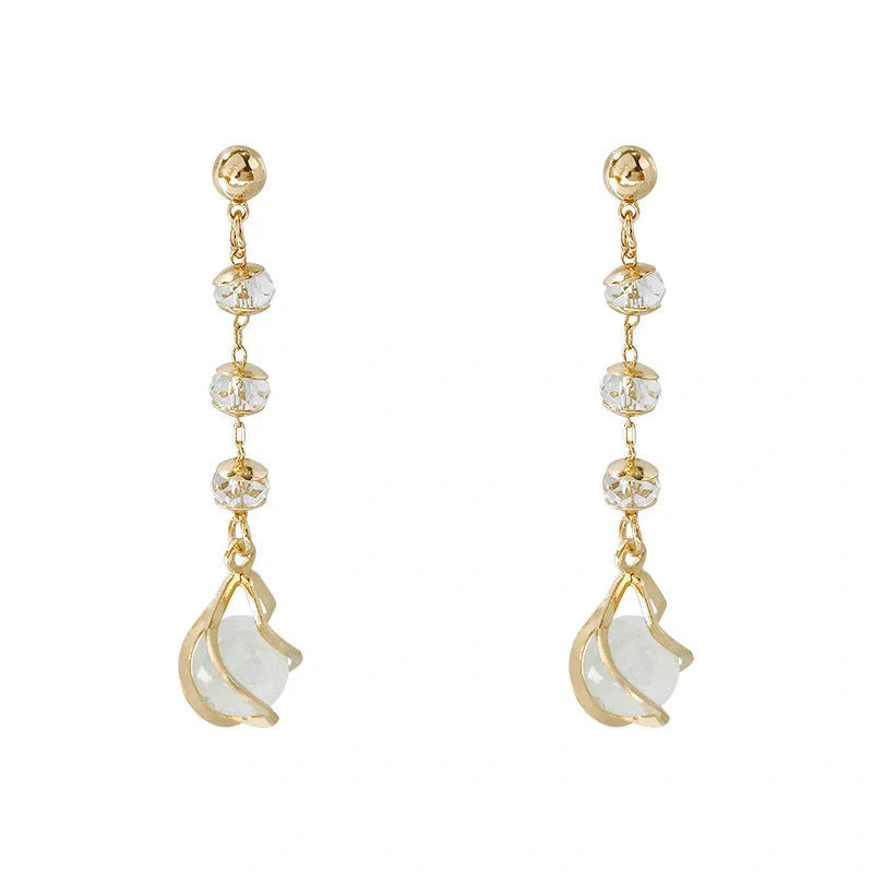 Crystal opal earrings with water drop design in various colors