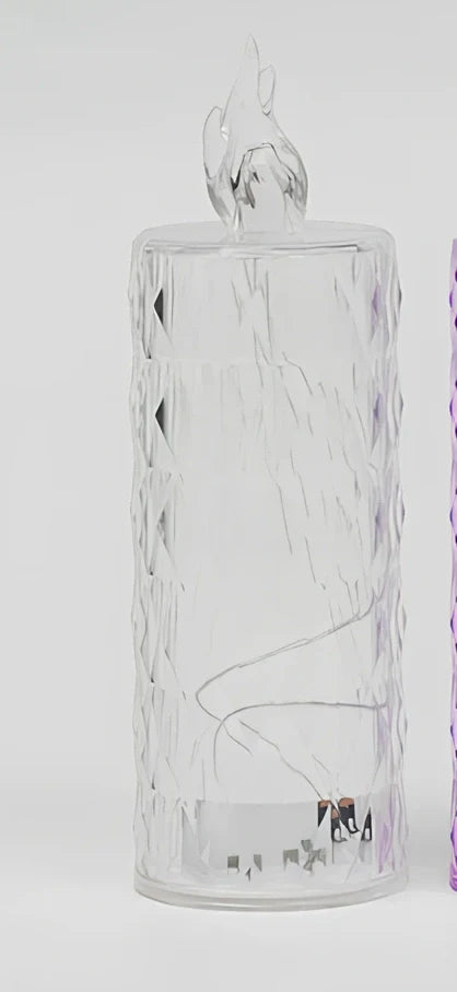 LED electronic candle light in transparent colour with diamond pattern, 15cm height