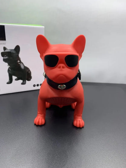 Mini bulldog-shaped Bluetooth speaker in black colour with wireless connectivity