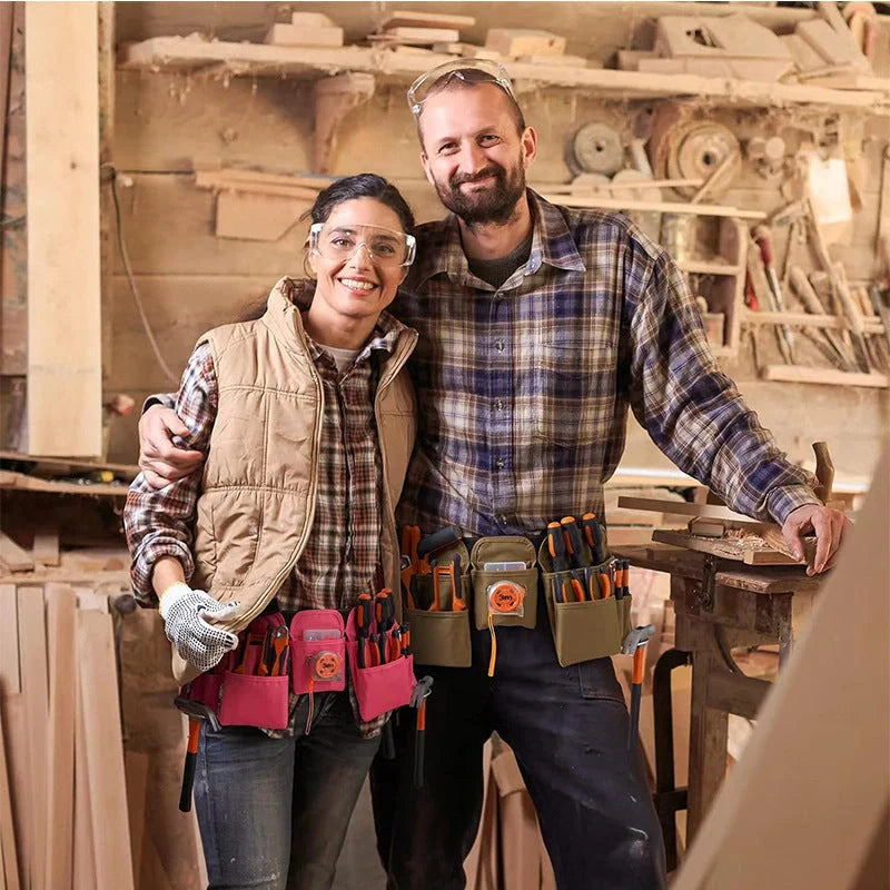 Adjustable Tool Belt in 900D Oxford Cloth with multiple pockets for tool organization