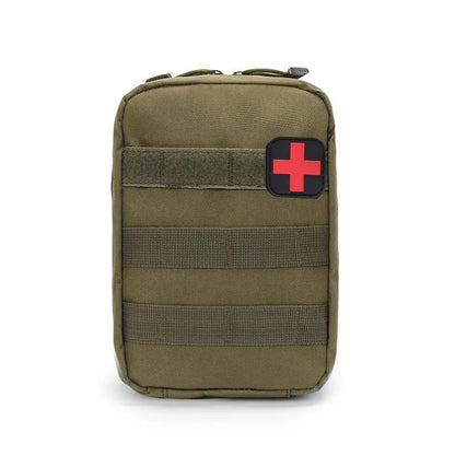 Medical bag tactical vest accessory bag in army green with 15cm x 21cm x 11cm dimensions and Velcro attachment