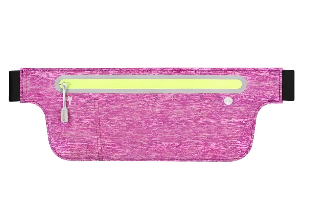 Strapless running bag in camouflage colours with invisible phone pockets and waterproof construction