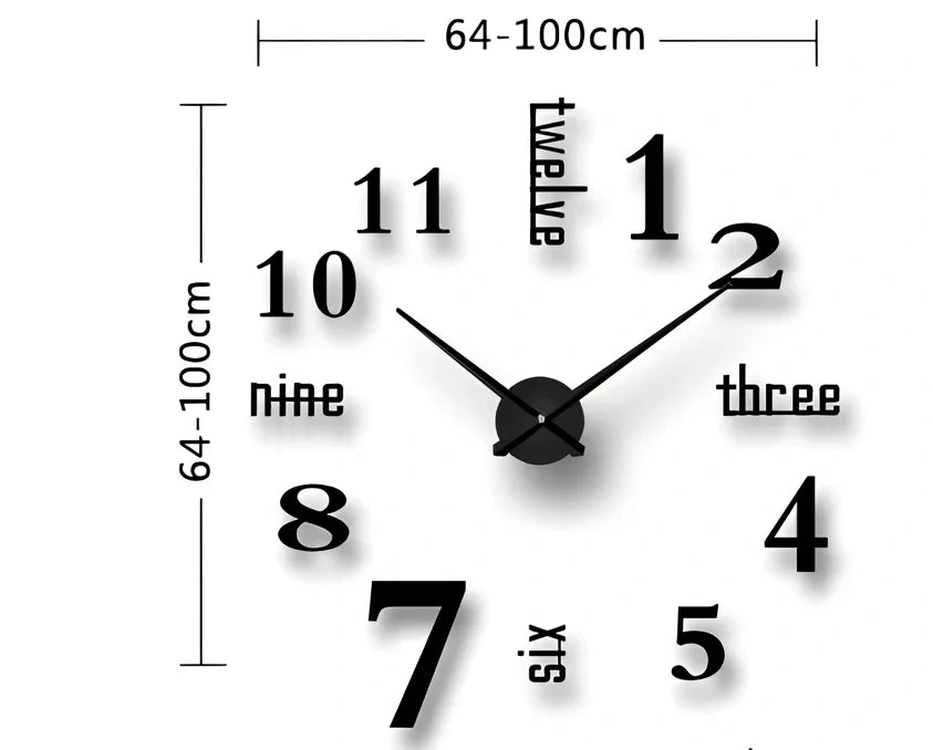 25-inch black solar wall clock with laser-engraved numbers and European round design