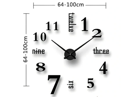 25-inch black solar wall clock with laser-engraved numbers and European round design