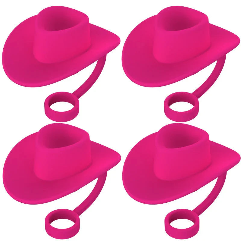 Stylish Cowboy Hat Straw Covers - Reusable drink toppers made from premium silicone for outdoor fun and fresh beverages
